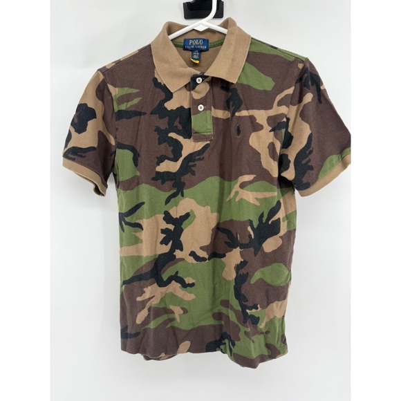 Polo Ralph Lauren Kids Camo Polo Shirt Size L G 14 16 Cotton Short Sleeve - Picture 1 of 5